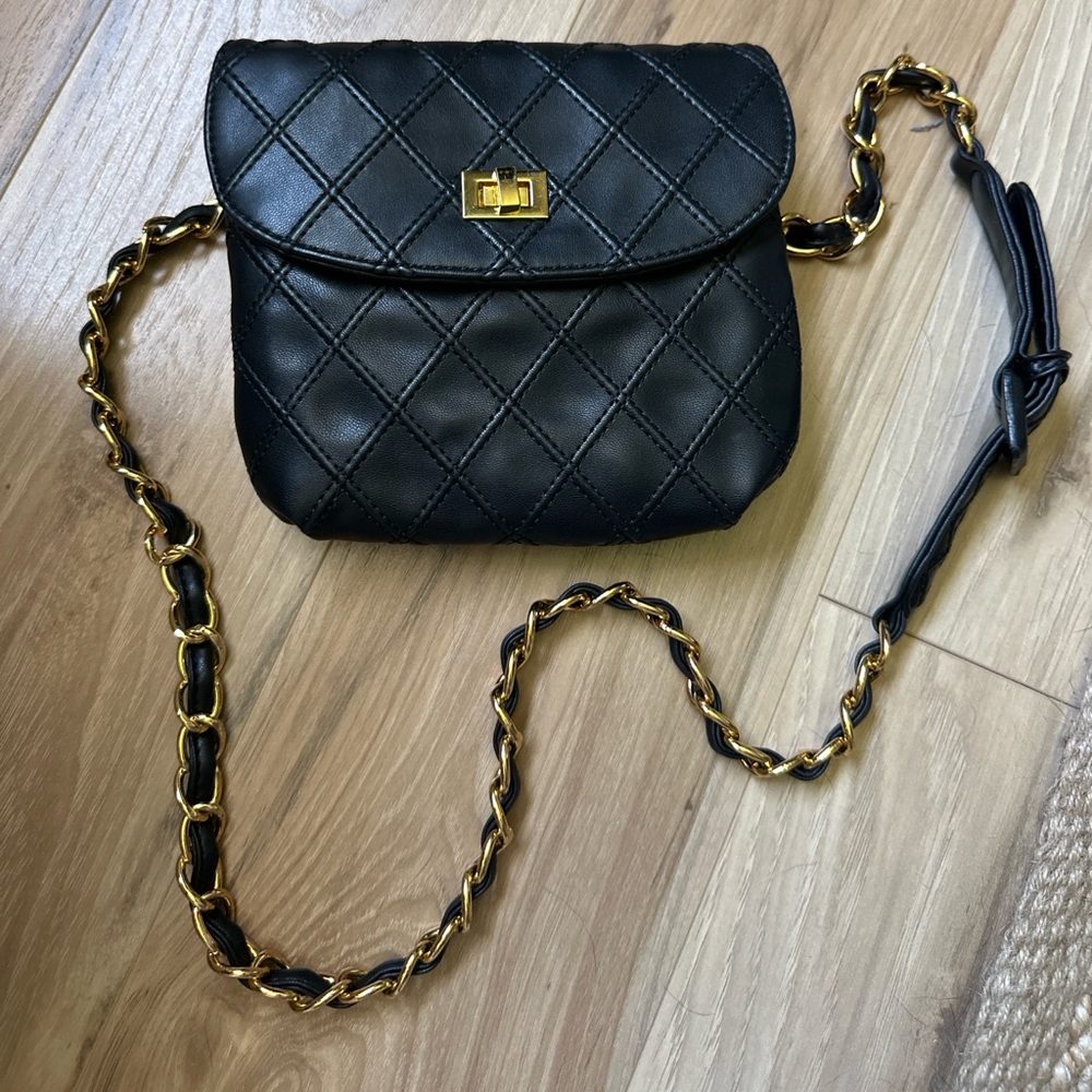 Black and golden chain purse